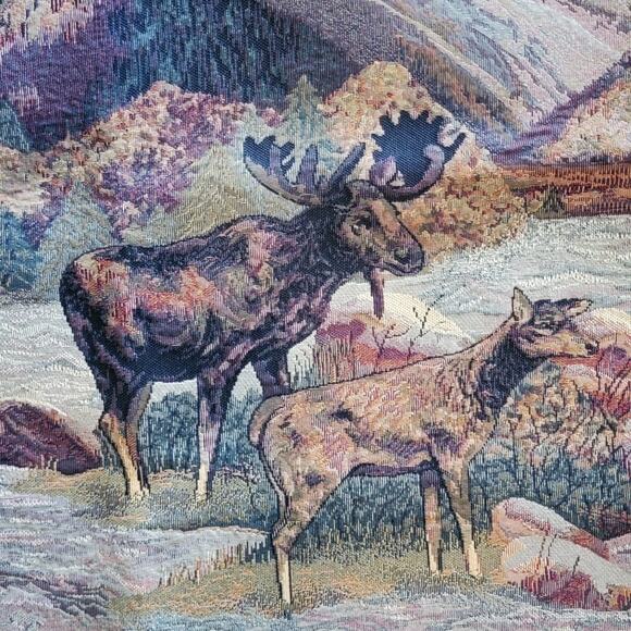 VTG 27x27 Tapestry Fabric Sample LaCrosse Furniture Co Country Wild Life Scene - Picture 2 of 6